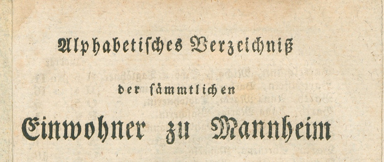Titelblatt des Mannheimer Adressbuches 1817